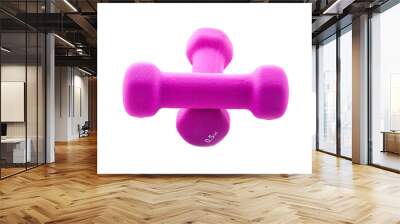 Pink dumbbells on isolated background Wall mural