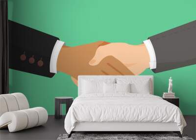 Handshake of business partners. Symbol of reaching an agreement, success and cooperation. Flat vector cartoon Handshake illustration. Wall mural