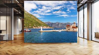 Church of Our Lady of the Rocks in the Adriatic sea, Bay of Kotor near Perast, Montenegro Wall mural