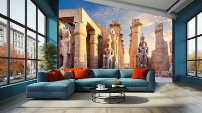 Luxor Temple courtyard and the statues of Ramses II, Egypt Wall mural