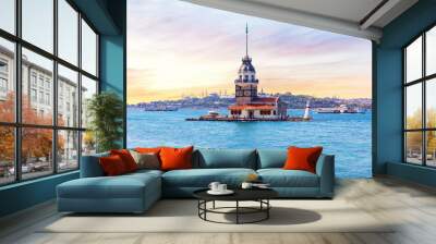 Maiden's Tower at sunrise, the Bosphorus straight, Istanbul, Turkey Wall mural