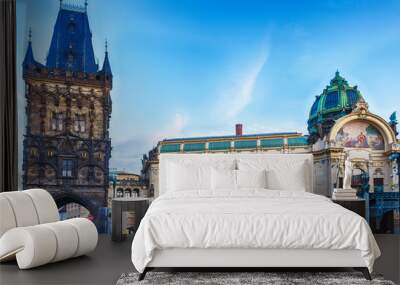 The Powder Tower and the Municipal house in Old City of Prague Wall mural