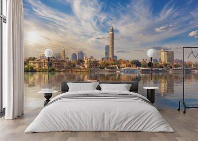 TV Tower and Cairo downtown on the Nile, Egypt Wall mural