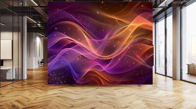 abstract background of purple technology waves with bokeh effect, creative design Wall mural