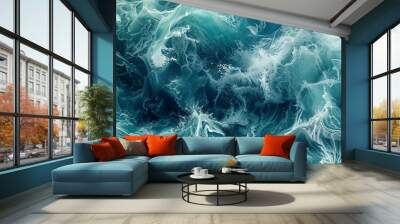 background photo of blue water splashes, banner Wall mural