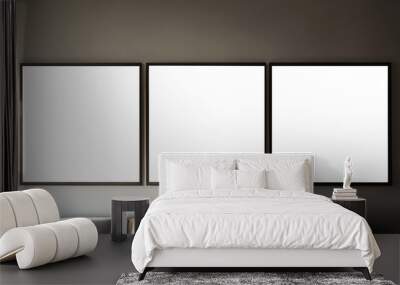 3 square frames on grey wall in room interior Wall mural