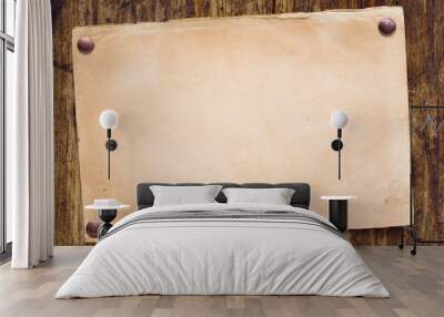 Old style retro paper on wooden wall. Ready for your message Wall mural