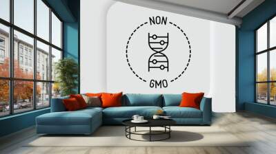 Non GMO symbol. Thin line icon for organic food, beauty product. Modern vector illustration. Wall mural