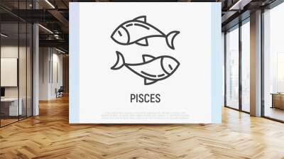 Pisces thin line icon. Modern vector illustration of astrological sign or logo for fish restaurant. Wall mural