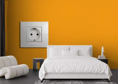 White electric socket on a wall with copy space. Wall mural