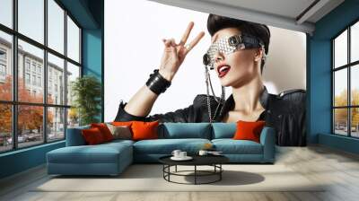 fashion woman in creative glasses Wall mural