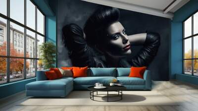 sexy brunette woman in jacket Wall mural