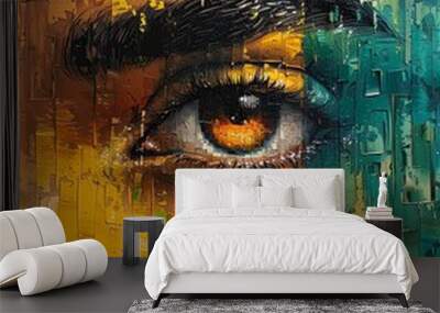 ttention with a powerful acrylic painting of your public awareness campaign's key message in a frontal view Let the colors and textures speak volumes, drawing viewers in, Traditional Art Medi Wall mural