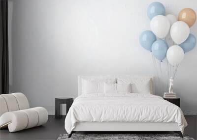 Serene Celebration Background With Pastel Balloons and Confetti Wall mural