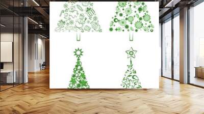 Cartoon Christmas Holiday Trees Wall mural