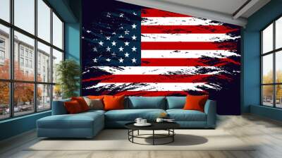 Grunge Flag of the USA. Vector illustration in with grunge texture.  Wall mural