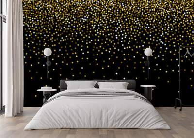 Vector gold glitter sparkle particles background effect on black background. Wall mural