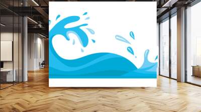 abstract ocean wave design featuring fluid and dynamic water movement in a flat vector illustration style emphasizing the beauty and serenity of the sea and its waves crashing and splashing Wall mural