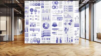 Bundle infographic elements data visualization vector design template. Can be used for steps, business processes, workflow, diagram, flowchart concept, timeline, marketing icons, info graphics. Wall mural