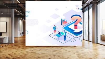 Business discuss isometric landing page vector template Wall mural