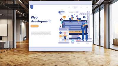 Landing page template of web development modern flat design concept. Learning and people concept. Conceptual flat vector illustration for web page, website and mobile website. Wall mural