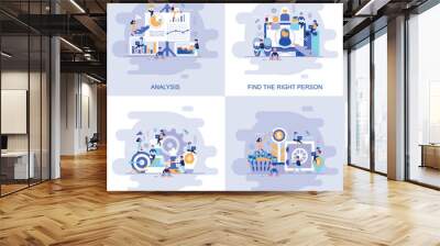 modern flat concept web banner of investment, strategy, analysis and find the right person with deco Wall mural