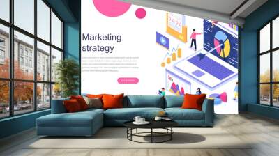 Modern flat design isometric concept of Marketing Strategy for banner and website. Landing page template. Business analysis, content strategy and management concept. Vector illustration. Wall mural