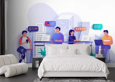 Open space office concept in flat design Wall mural