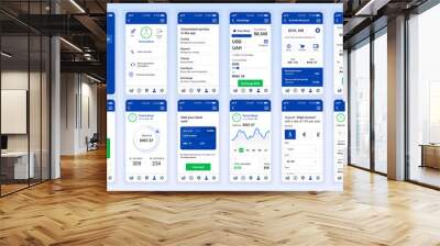 Set of UI, UX, GUI screens Banking app flat design template for mobile apps, responsive website wireframes. Web design UI kit. Banking Dashboard. Wall mural