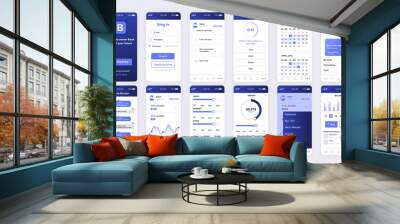 Set of UI, UX, GUI screens Banking app flat design template for mobile apps, responsive website wireframes. Web design UI kit. Banking Dashboard. Wall mural