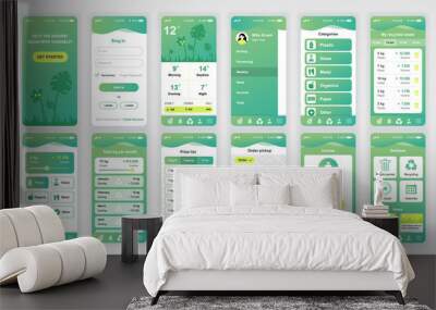 Set of UI, UX, GUI screens Ecology app flat design template for mobile apps, responsive website wireframes. Web design UI kit. Ecology Dashboard. Wall mural