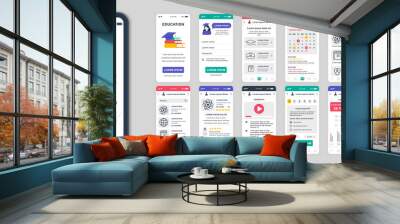 Set of UI, UX, GUI screens Education app flat design template for mobile apps, responsive website wireframes. Web design UI kit. Education Dashboard. Wall mural