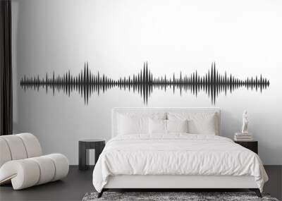 Sound wave with black lines signal, high frequency radio wave. Illustration in graphic design isolated Wall mural