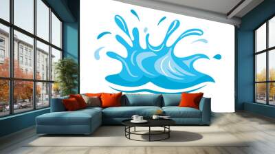 Water splash flat vector illustration showing a dynamic and energetic blue splash vibrant and stylized vector illustration emphasizing movement Wall mural