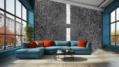 Asphalt road texture with white stripe Wall mural