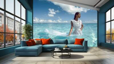 Beautiful indian woman with blue eyes  Wall mural