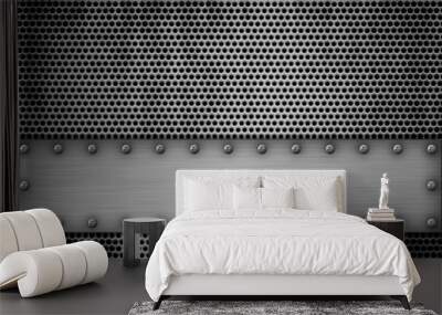 metal plates on a metal grill Wall mural