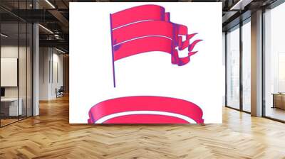 set of red ribbons, flaf Wall mural