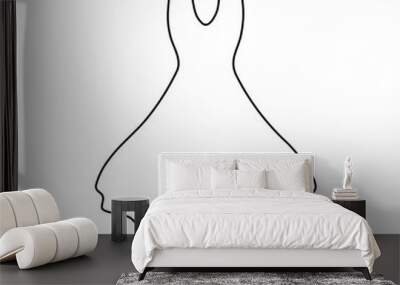 A large black outline flared dress symbol on the center. Illustration on transparent background Wall mural