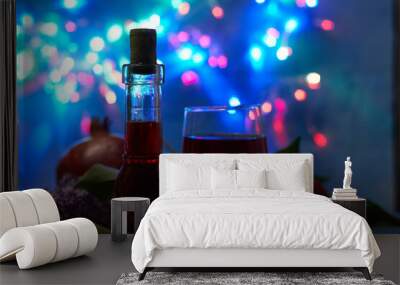 Bottle rose wine and glass  Wall mural