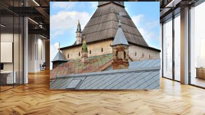 Wood-burning tower in Rostov Kremlin, Rostov, one of oldest town and tourist center of Golden Ring, Yaroslavl  region, Russia Wall mural