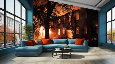 burning house Wall mural