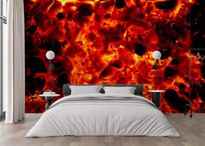 background from a fire, conflagrant firewoods and coals Wall mural