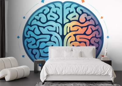 Brain in cartoon, doodle style. Image for t shirt. Isolated 2d vector illustration in logo, icon, sketch style, Eps 10. AI Generative Wall mural