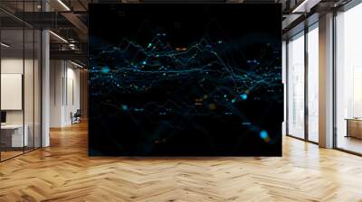 3d render abstract background with graph made of dot particles. Finance graph with details. Complex repeatable graphs.. Wall mural