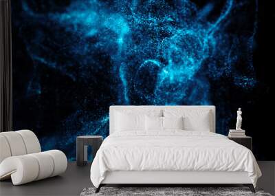 3d render of asbtract fractal particles field. Detailed chaotic fluid motion simulation.  Wall mural