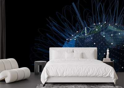 3d render of complex geometry. Artificial intelligence concept. Technology theme... Wall mural