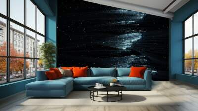 3d render of particles that through the thin wires. Data transfer concept. Technology background. Wall mural