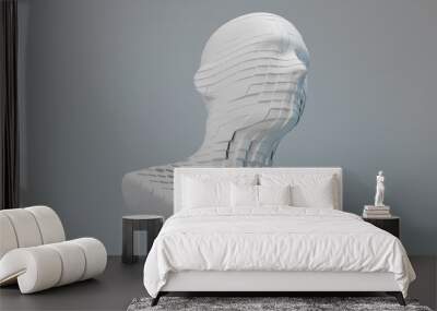 3d render of sliced head. Artificial intelligence concept. Abstract  geometric face. .. Wall mural