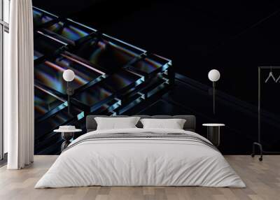 3d render of technology background with glass dispersion effect. technology concept. roughness blurr Wall mural